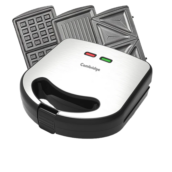 CAMBRIDGE Multi Snacker SGW112 Sandwich Maker with Grill & Waffle ,Four-Sandwich Capacity, Nonstick Plates, Cool Touch Housing