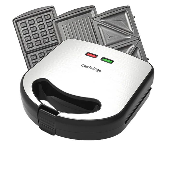 CAMBRIDGE Multi Snacker SGW112 Sandwich Maker with Grill & Waffle ,Four-Sandwich Capacity, Nonstick Plates, Cool Touch Housing