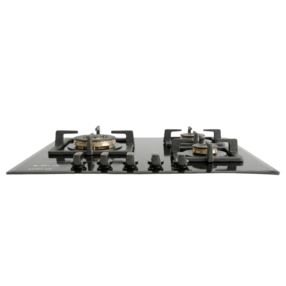 Atlas AT-323 NG Built-in Gas Hob with 3 Burners, 8mm Tempered Glass Top, Auto Ignition & High-Efficiency Cooking for Modern Kitchens in Pakistan