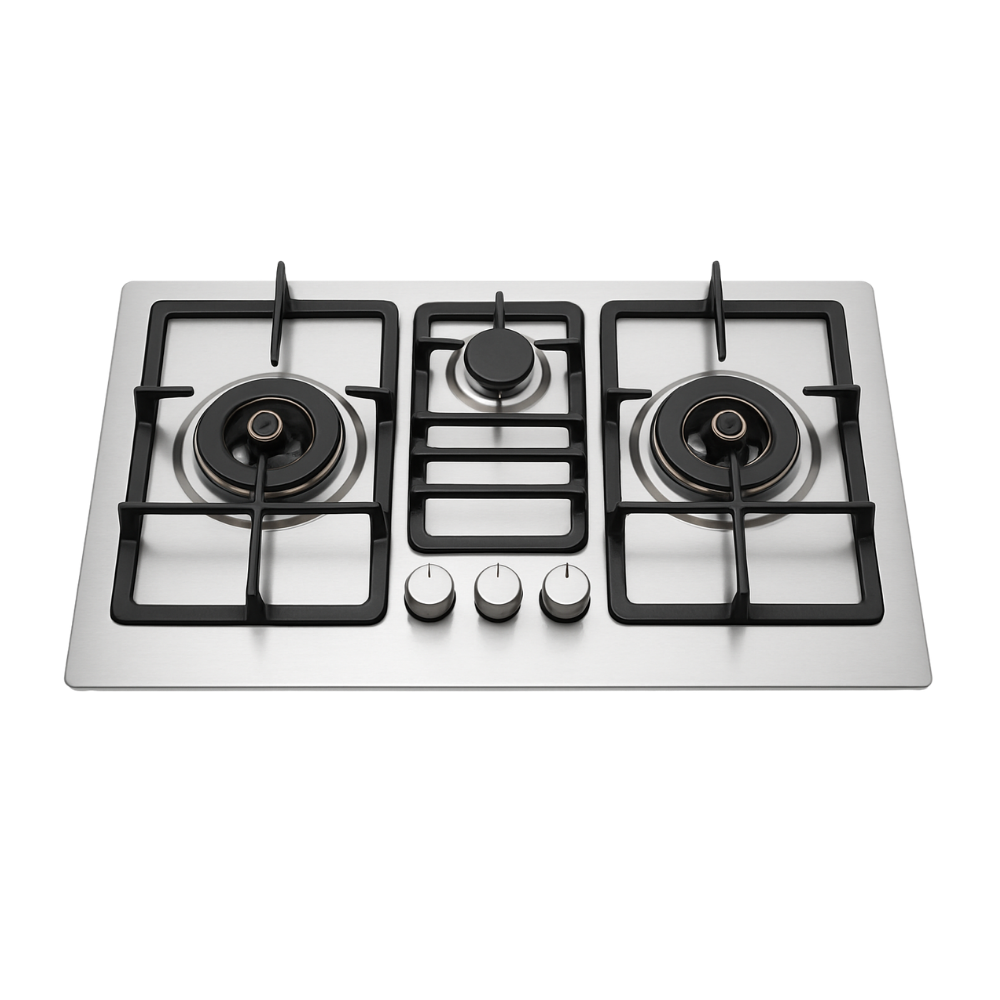 Delite G900B | 3 Burner Steel Built-In Gas Hob