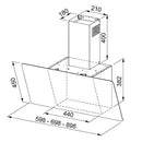 FRANKE FPJ 915 V BK A Purity Kitchen Chimney Hood: Pyramidal, 90cm, 750m3/h, 3 Speeds, Vertical Evo, Stainless Steel, Black Glass, Energy Efficient