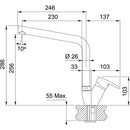 FRANKE Spark Swivel Spout Chrome Mixer Tap: Swivel Spout, High Pressure, Side Lever Operation, 360° Rotation