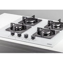 FRANKE FHNS 604 4G WH C Gas Hob - New Square Line: Stylish White Glass Finish, 4 Cooking Zones, Electromechanical Control, and Durable Cast Iron Grates