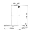 FRANKE TIBER 90 XS (HOOD)  Tiber Series With Satin Stainless Steel Finish With A Power Of 200 W, Soft Touch Control, Led Lighting, Max Flow