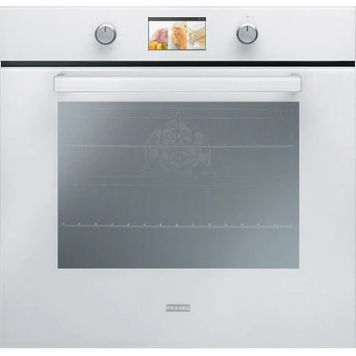 The Franke electric oven CR 982 M WH DCT TFT of the White Crystal line DCT mirror white finish is equipped with electronic programmer with color TFT display Energy Class A ++. Base 60. Volume 74 liters