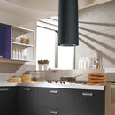 FRANKE FTU PLUS 3707 I BK Island Hood with Energy Class and Mounting Width of 37 cm, Matte Black NCS Design, Push-button Control, 3 Extraction Power Levels Including Intensive Slots.