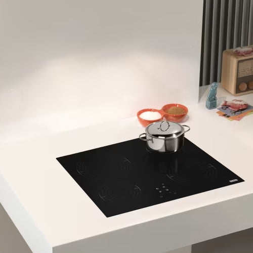 FRANKE FHR 604 CT BK Electric Hob: Black Glass Ceramic, 4 Cooking Zones up to 6 kW Power, Touch Control, Progressive Power