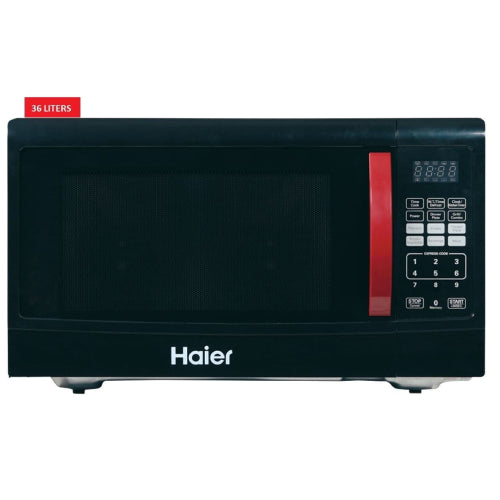 HAIER HMN-36100EGB :Red Ribbon Series Grill Capacity 42L, 34 Built-in Recipes, Digital Control Panel with LED Display, Time/Weight Defrost, Microwave Output.