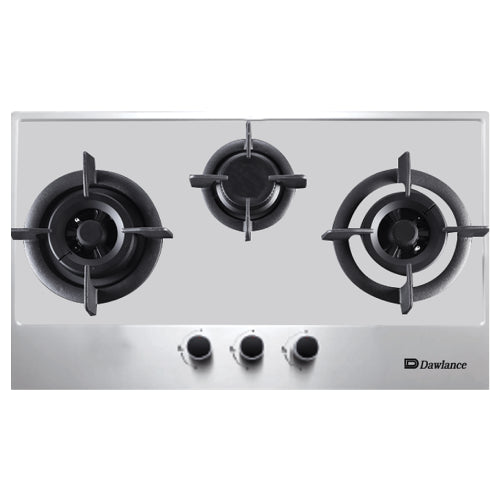 DAWLANCE DHM 370 SN A Built-in Hob: Auto Ignition, Spacious Design for Big Pots, Powerful Wok Burner, Easy to Clean & Scratch-Resistant Surface, Double Gas Inlet
