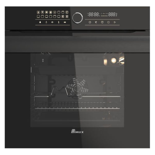 BIMAX 0060 B Oven Automatic heat safety switch soft hinge meat probe (meat cooking sensor)oven timer mesh grid convection cooling fan defrost function grill telescopic rail rotisserie 2 cooking trays cooking time planning lighting system