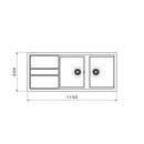 BIMAX 001 B (GRANITE SINK) Dimensions Of The Sink 50 X 116 Cm  Bimax Black Granite Sink Bg 001 Installation Type Built-in Number Of Hips Two Big Hips Sink Design Super Fantasy Appearance Granite