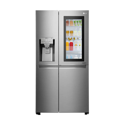 LG GR-X257CSAV No Frost Refrigerator, 25 Cubic Feet, Shiny Steel Color, 700 Liter Capacity, No Frost Side by Side Refrigerator, Free Standing, 4 Shelves.