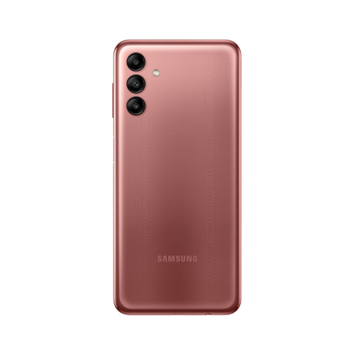SAMSUNG A04S 4GB/128GB COPPER 6.5” HD+ Display with 90 Hz Fast Refresh Rate Rear Cam: 50MP Main + 2MP Depth + 2MP Macro Side-mounted Fingerprint Sensor Large Expandable Storage