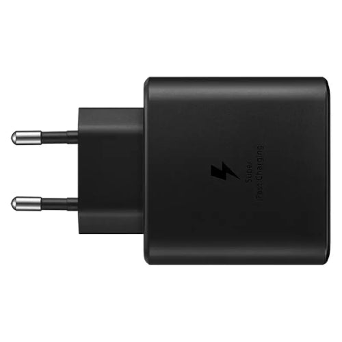 SAMSUNG GALAXY CHARGER 45W W/O/BLACK Official Samsung 45W Super Fast 2.0 USB-C Charger. IMG 1988. This 45w 2.0 Tech Charger Is Compatible With All Samsung Phone Because of Its adaptive Technology.