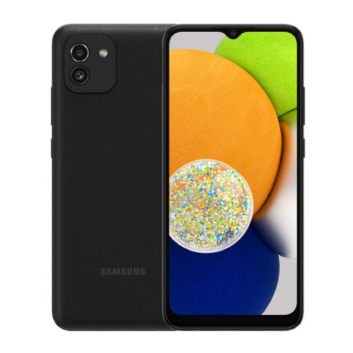 SAMSUNG A03 4GB MOBILE Android smartphone Announced Nov 2021 Features 6.5″ display Unisoc T606 chipset 5000 mAh battery 128 GB storage 4 GB RAM