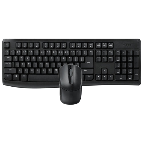 RAPOO X1800PRO BLACK W/L KEYBOARD MOUSE This wireless combo comprising a keyboard and optical mouse transmits using the proven 2.4 GHz Reliable 2.4 GHz wireless connection Spill resistant Keyboard Design 1000 DPI optical mouse Up to 12 months battery life