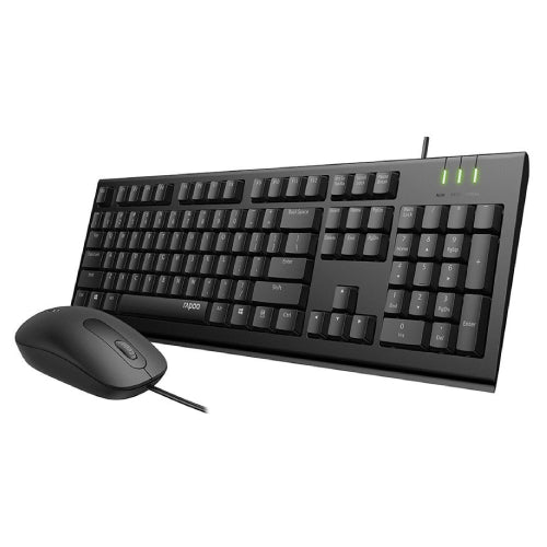 Rapoo X120 Pro Mouse & Keyboard Combo Dimension LxWxH  425 x 150 mm Interface USB Others Waterproofed  Resolution 1000 DPI  Cable Length 1.5 M.