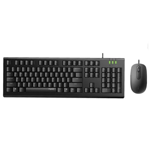Rapoo X120 Pro Mouse & Keyboard Combo Dimension LxWxH  425 x 150 mm Interface USB Others Waterproofed  Resolution 1000 DPI  Cable Length 1.5 M.