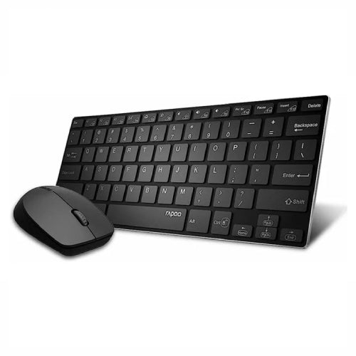 RAPOO 9000M BLACK WIRELSS KEYBOARD MOUSE Reliable multi-mode wireless connection: connect via Bluetooth 3.0, 4.0 and 2.4 GHz Connect to multiple devices Keyboard with aluminum alloy base Ultra-slim 5.6 mm keyboard design .