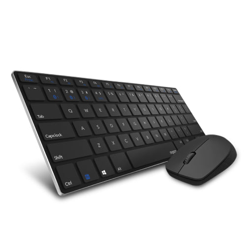 RAPOO 9000M BLACK WIRELSS KEYBOARD MOUSE Reliable multi-mode wireless connection: connect via Bluetooth 3.0, 4.0 and 2.4 GHz Connect to multiple devices Keyboard with aluminum alloy base Ultra-slim 5.6 mm keyboard design .
