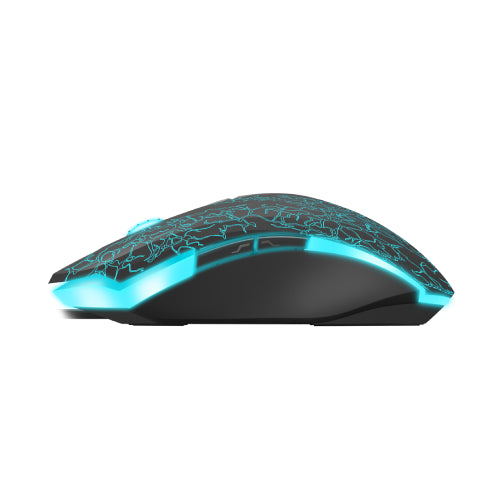 RAPOO V18 BLACK WITH BLUE LIGHTING MOUSE The classic design is enhanced by a blue breathing light with 7 cyclical changes which gives this gaming mouse a cool finish with a simple yet eye catching