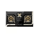 NAS GAS DG-933 BK KITCHEN HOB – Heavy gauge double shade  steel top – 2 Large  and 1 small Brass Burners – Grey Cast Iron Pan Trivets non stick paint coated – Auto ignition 3v battery operated