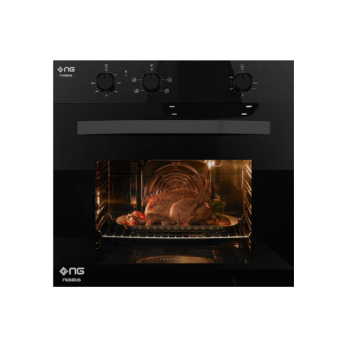 NASGAS Built-in Oven NG-553 Black Tempered Double Glass Surface, 56L, 8 Function Modes,  Rotisserie Grill, Non-Stick Cavity, Enamel Coated Dripping Pan, Steel Rack with 5 Positions.