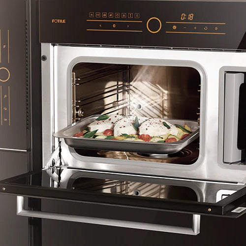 FOTILE SCD42-CT2, Luxurious Steam Built-In Oven with Illuminated Touch Control and Coffee Tempered Glass