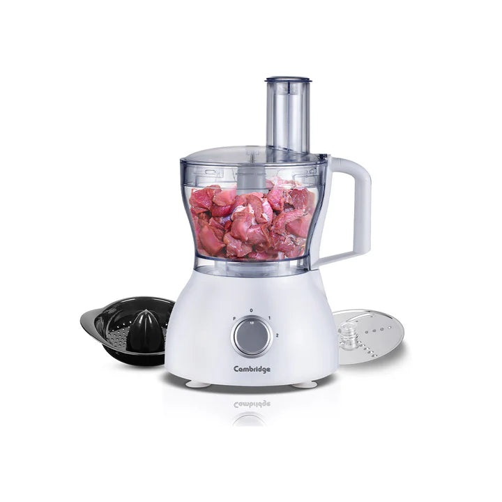 CAMBRIDGE Food Processor FP23 : 800W Motor, Multi-Functional Bowl, Extended Attachments, Precision Processing, User-Friendly Design