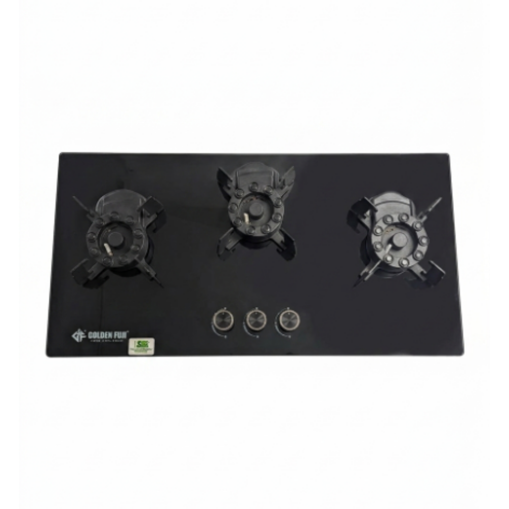 Golden Fuji GT-3(90) Built-In Kitchen Hob With 3 Gas Burners, GlassSurface and Automatic Piezo Ignition