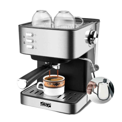 DSP KA 3028 Espresso Coffee Maker, Semi-Automatic, Stainless Steel Housing, 850W