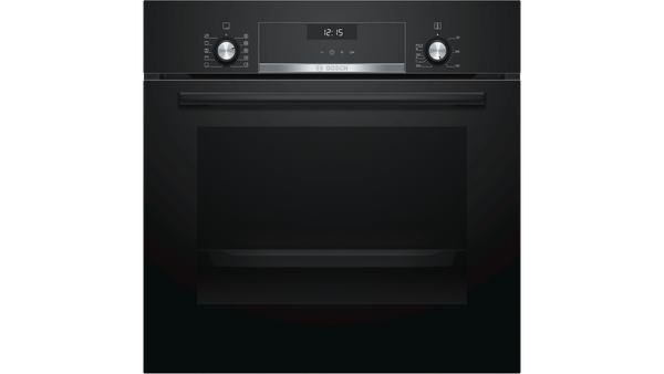 BOSCH HBJ558YBOQ, Black 60x60 cm Built-in Oven with EcoClean Direct, White LCD Display, Soft Close Door, and 8 Heating Modes
