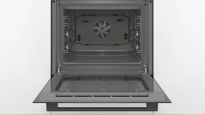 BOSCH HBJ558YBOQ, Black 60x60 cm Built-in Oven with EcoClean Direct, White LCD Display, Soft Close Door, and 8 Heating Modes