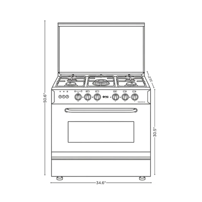 Nasgas NG-534 Gas Range 5 Burner Double Door Oven