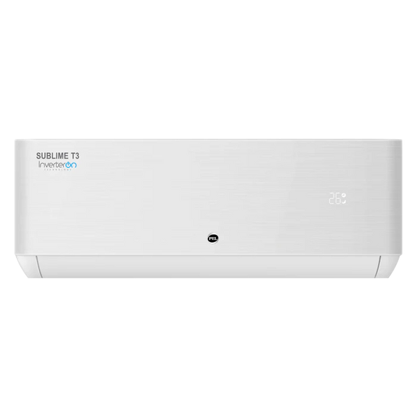 PEL 1.0 Ton 18K Sublime T3 Inverter AC: Hidden LED Display, Gold Fin Evaporator, 4D Air Flow, 2 Row Condenser, R32 Refrigerant