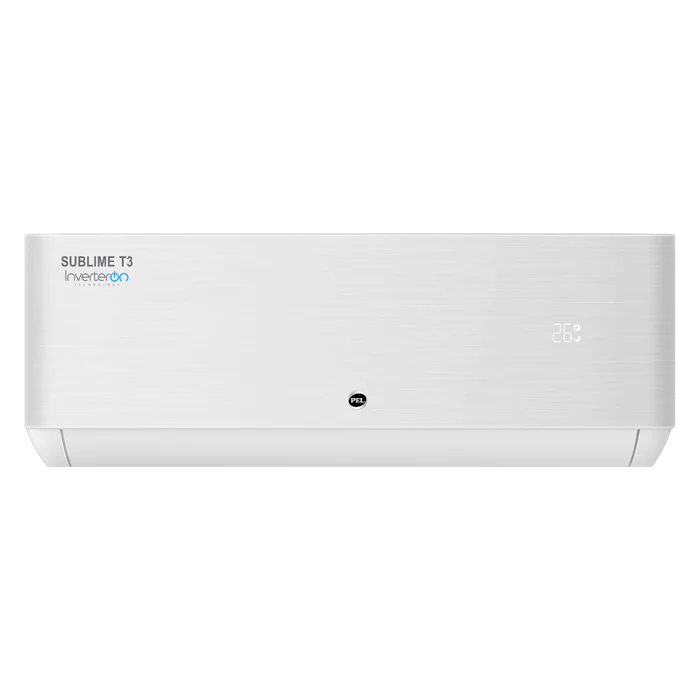 PEL 1.5 Ton 18K Sublime T3 Inverter AC: Hidden LED Display, Gold Fin Evaporator, 4D Air Flow, 2 Row Condenser, R32 Refrigerant