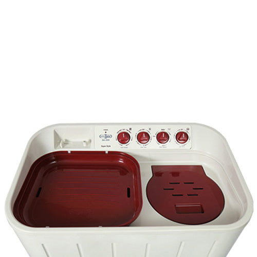 SUPER ASIA SA-244 8 KG Twin Tub Washing Machine: Ideal For Moderate Laundry Demands With Separate Washing And Spinning Tubs, And Multiple Wash Programs.