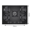 Vestel BH-7112B 5 Burner Black Glass Gas Hob