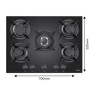 Vestel BH-7112B 5 Burner Black Glass Gas Hob