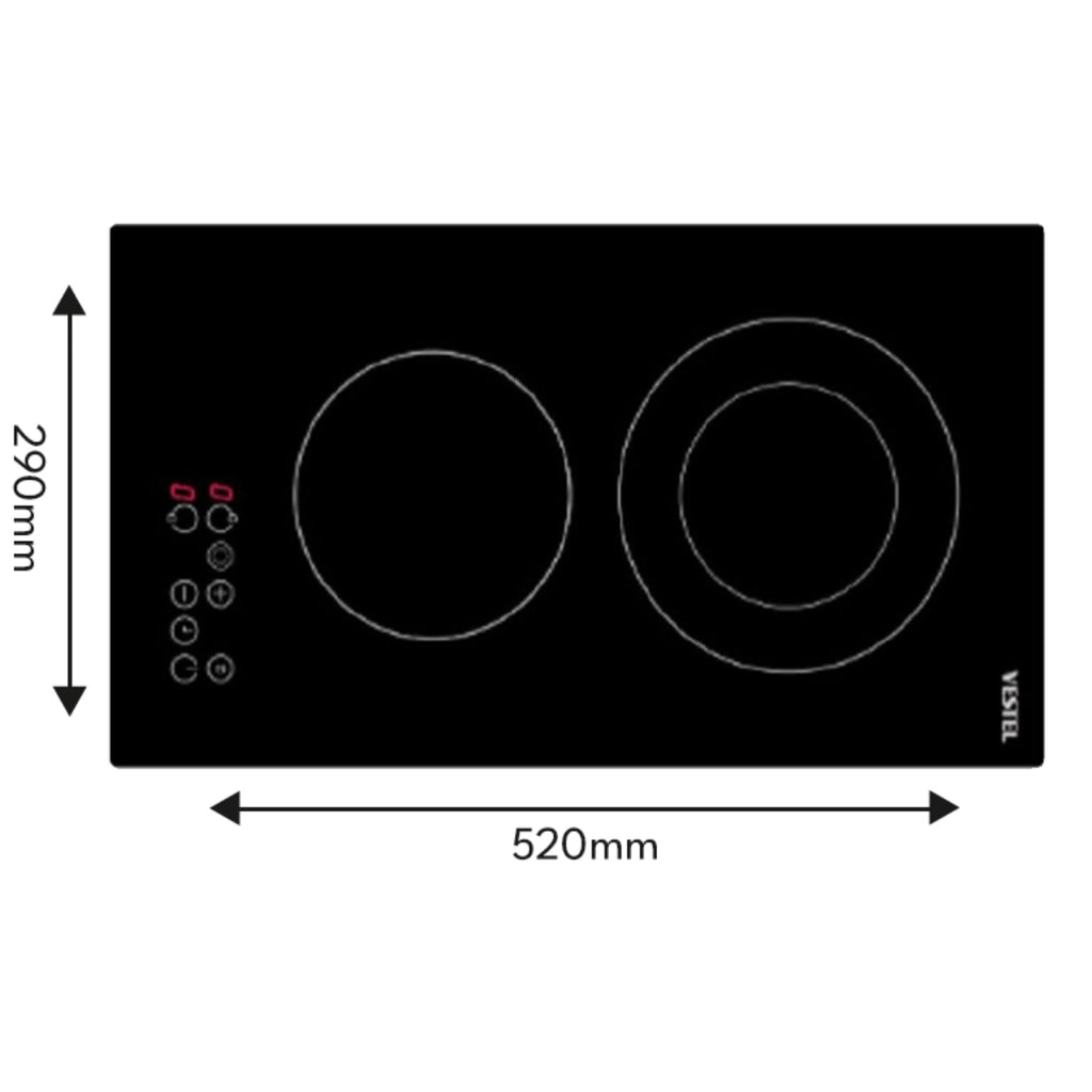 Vestel GC30.002 Electric Ceramic Hotplate 30cm Built In Hob with Sleek Design for Modern Kitchen Cooking