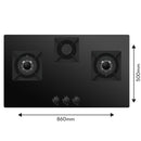 Vestel 3 Burner Tempered Glass Hob 90cm
