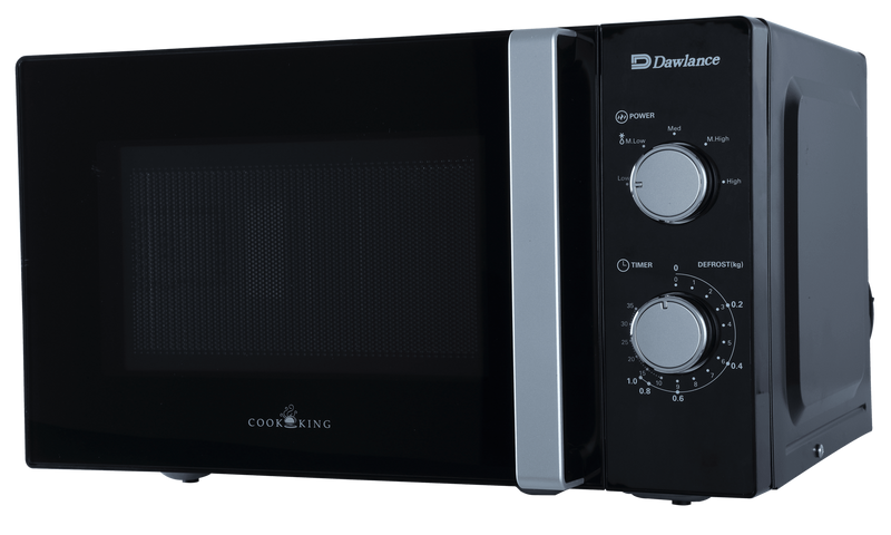 DAWLANCE DW MD10: 20L Black Microwave Oven with Advanced Technology, a Sleek Black Design, and User-Friendly Controls.