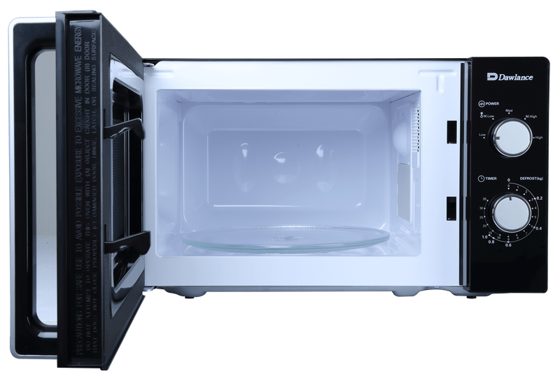 DAWLANCE DW MD10: 20L Black Microwave Oven with Advanced Technology, a Sleek Black Design, and User-Friendly Controls.