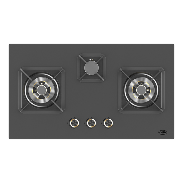 Fischer FBH-G78-3CB Buit In HOB 8mm Tempered Glass Panel Zinc Alloy Knobs Flame Failure Safety Device