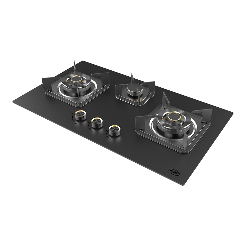 Fischer FBH-G78-3CB Buit In HOB 8mm Tempered Glass Panel Zinc Alloy Knobs Flame Failure Safety Device