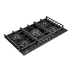 Fischer FBH-G90-5SBF Built In Kitchen Hob Metal knobs SABAF burner 8mm tempered glass panel