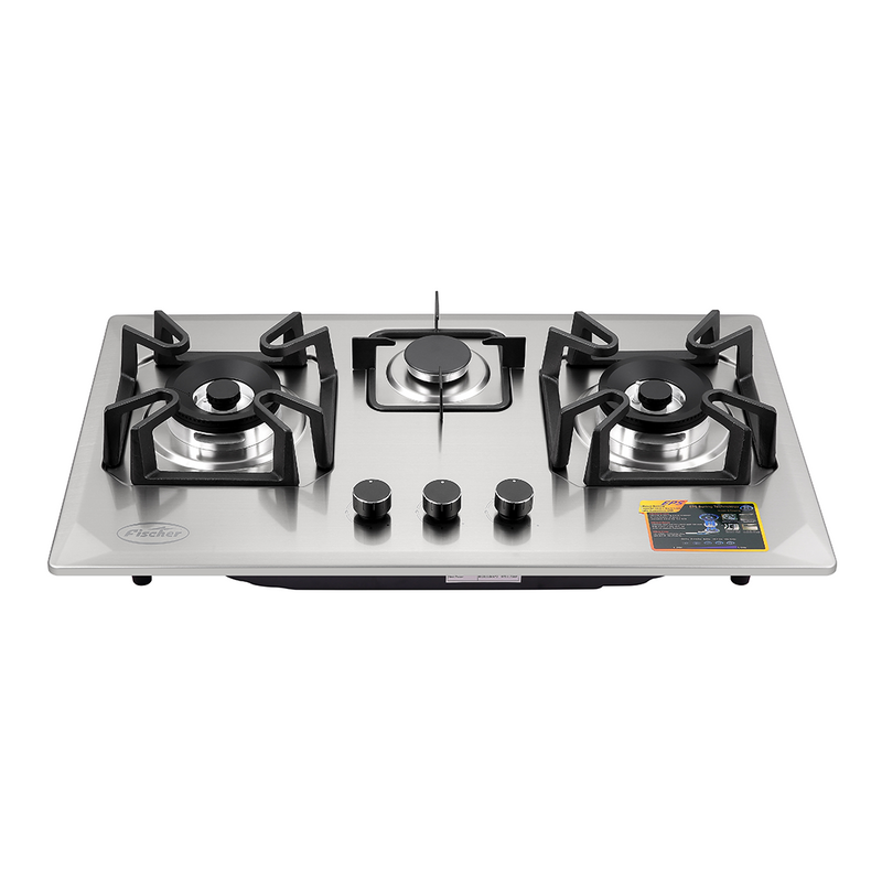 Fischer FBH-SS76-3EPS Built In Kitchen Hob Metal knobs With EPS burner 1.5V battery pulse ignition