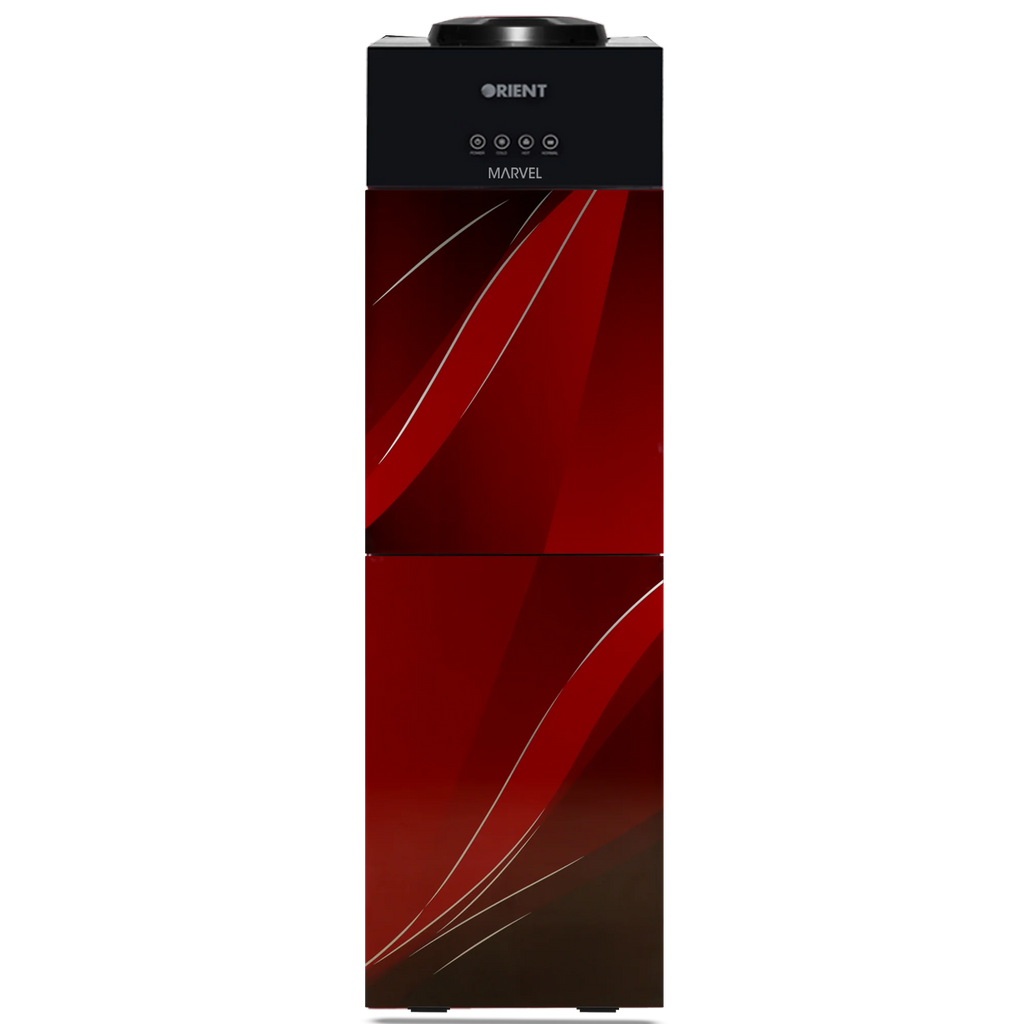 Orient Marvel 3 Taps Red Glass Door Water Dispenser with Hot Cold Normal Function and Stylish Modern Design