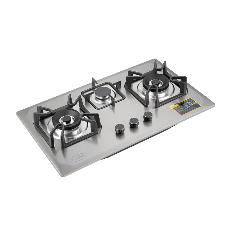 Fischer FBH-SS76-3EPS Built In Kitchen Hob Metal knobs With EPS burner 1.5V battery pulse ignition