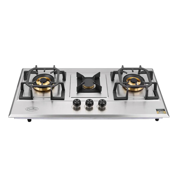 Fischer FBH-SS86-3CB Buit In Kitchen Hob Auto Ignition metal knobs Semi rapid burner